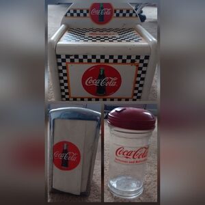 Coca-Cola Retro Napkin Holder, Sugar Pourer and Recipe Box